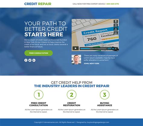 credit repair landing page template